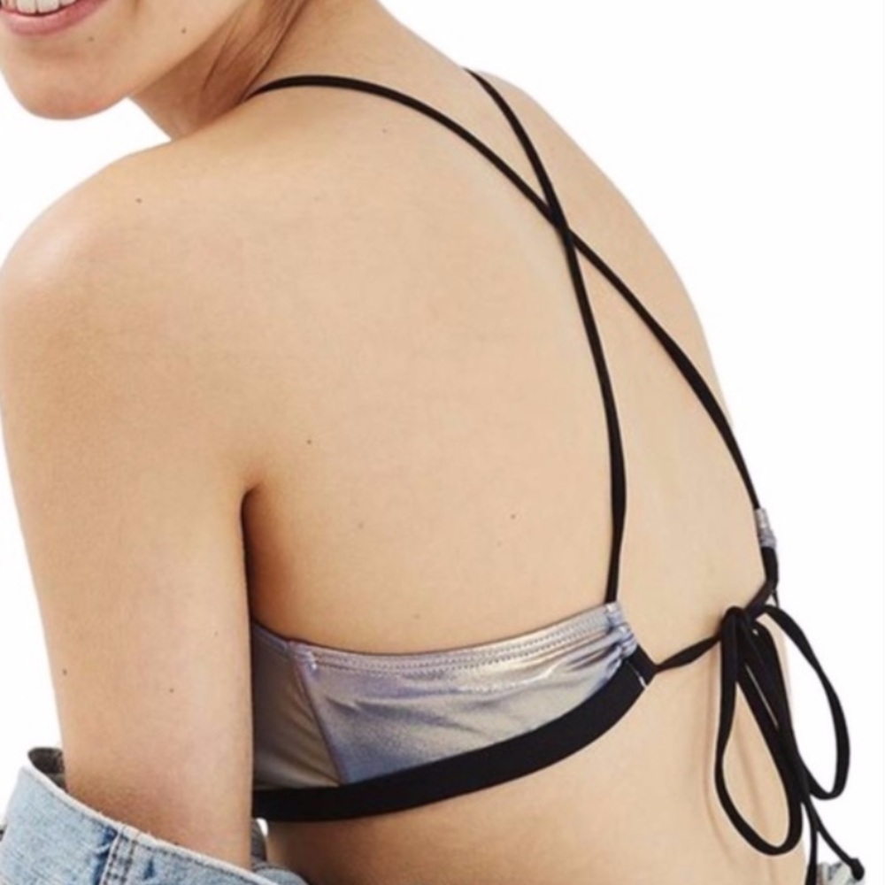 Topshop Ombré Metallic Bikini Top - Picture 2 of 4